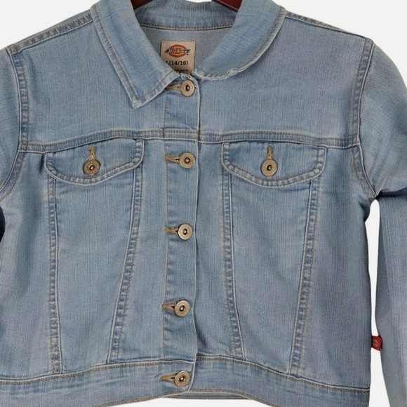 Dickies Girl's Light Blue Denim Jean Jacket Sz Large (14/16) - Picture 2 of 5